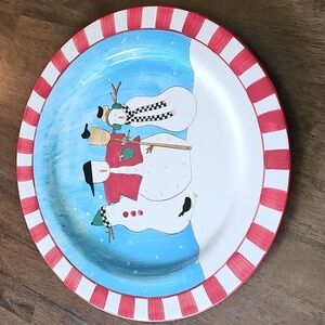 ⛄️ ​Sakura Debbie Mumm Snowman Trio Platter 16" Christmas Holiday Serving Plate
